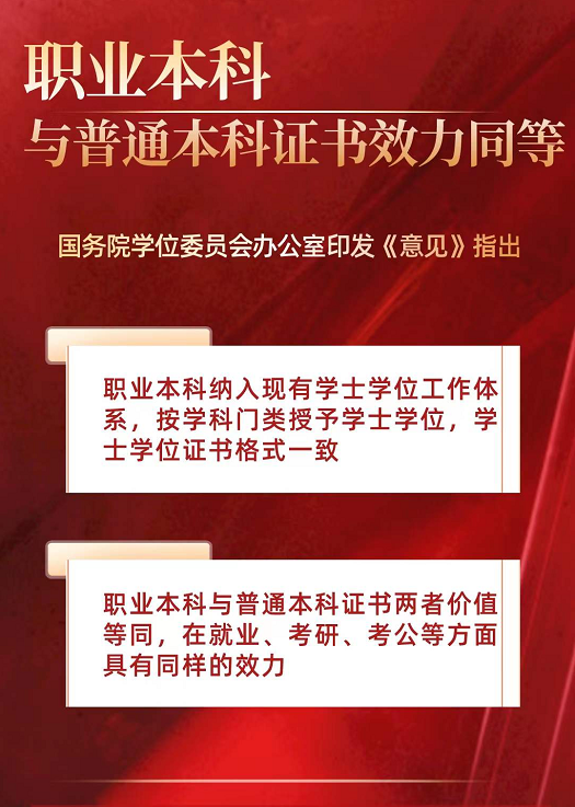 又一利好消息，教育部再發(fā)文：職業(yè)本科與普通本科證書效力同等！